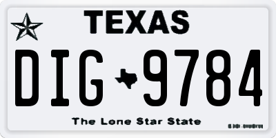 TX license plate DIG9784
