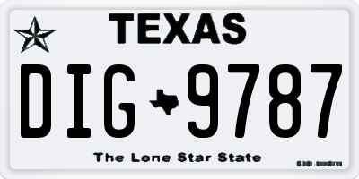 TX license plate DIG9787