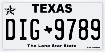 TX license plate DIG9789