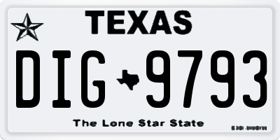 TX license plate DIG9793