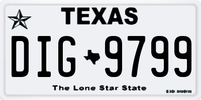TX license plate DIG9799