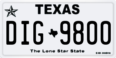 TX license plate DIG9800