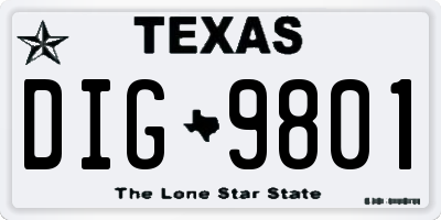 TX license plate DIG9801