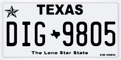 TX license plate DIG9805