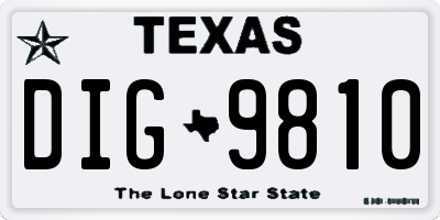 TX license plate DIG9810