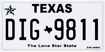 TX license plate DIG9811