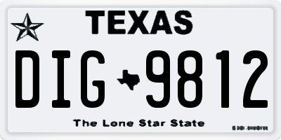 TX license plate DIG9812