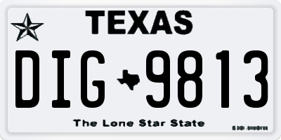 TX license plate DIG9813