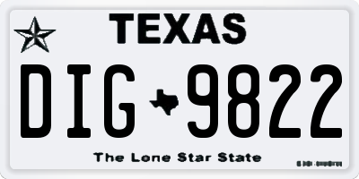 TX license plate DIG9822