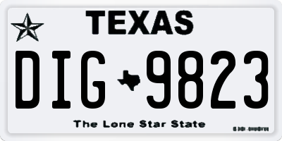 TX license plate DIG9823