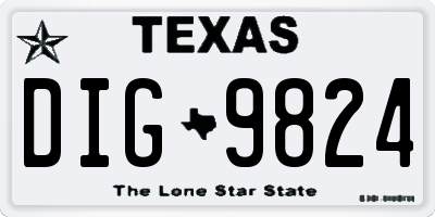 TX license plate DIG9824