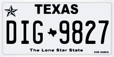TX license plate DIG9827
