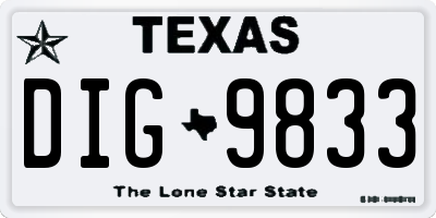TX license plate DIG9833