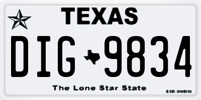 TX license plate DIG9834