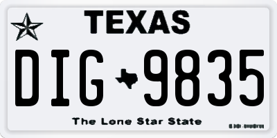 TX license plate DIG9835