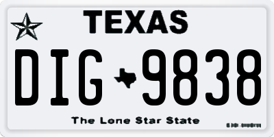 TX license plate DIG9838