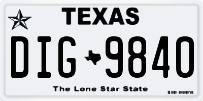 TX license plate DIG9840