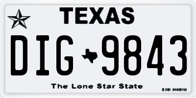 TX license plate DIG9843