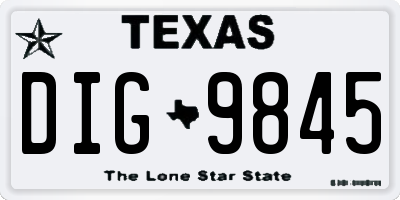 TX license plate DIG9845