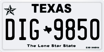 TX license plate DIG9850