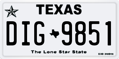 TX license plate DIG9851