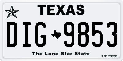 TX license plate DIG9853