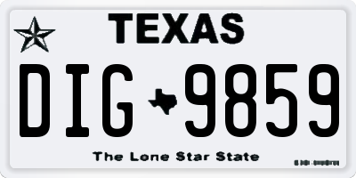 TX license plate DIG9859