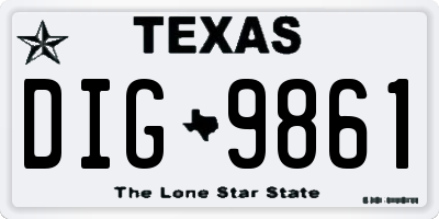 TX license plate DIG9861