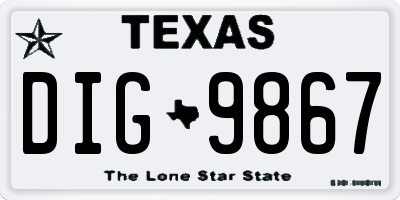 TX license plate DIG9867