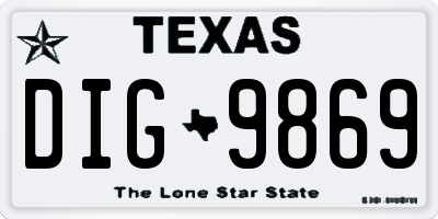 TX license plate DIG9869