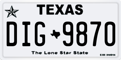TX license plate DIG9870