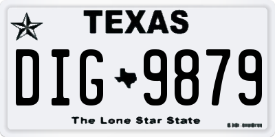 TX license plate DIG9879