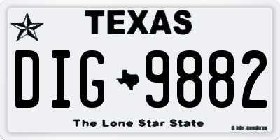 TX license plate DIG9882