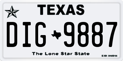 TX license plate DIG9887