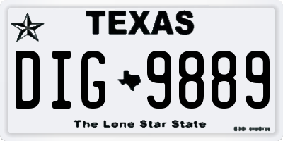 TX license plate DIG9889