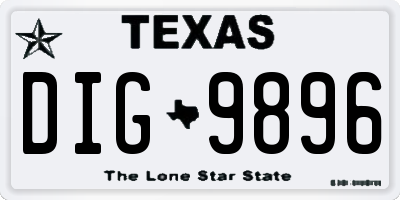 TX license plate DIG9896