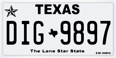 TX license plate DIG9897