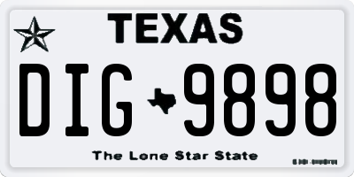 TX license plate DIG9898