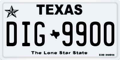 TX license plate DIG9900