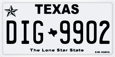 TX license plate DIG9902