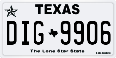 TX license plate DIG9906