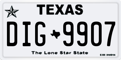 TX license plate DIG9907