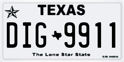 TX license plate DIG9911
