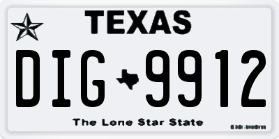 TX license plate DIG9912
