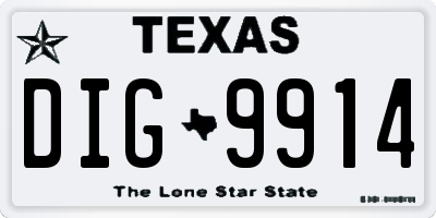 TX license plate DIG9914