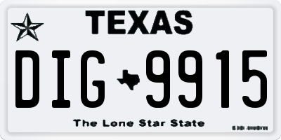TX license plate DIG9915