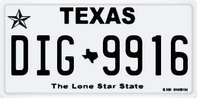 TX license plate DIG9916