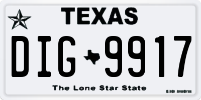 TX license plate DIG9917