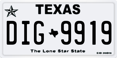 TX license plate DIG9919