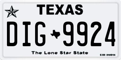 TX license plate DIG9924